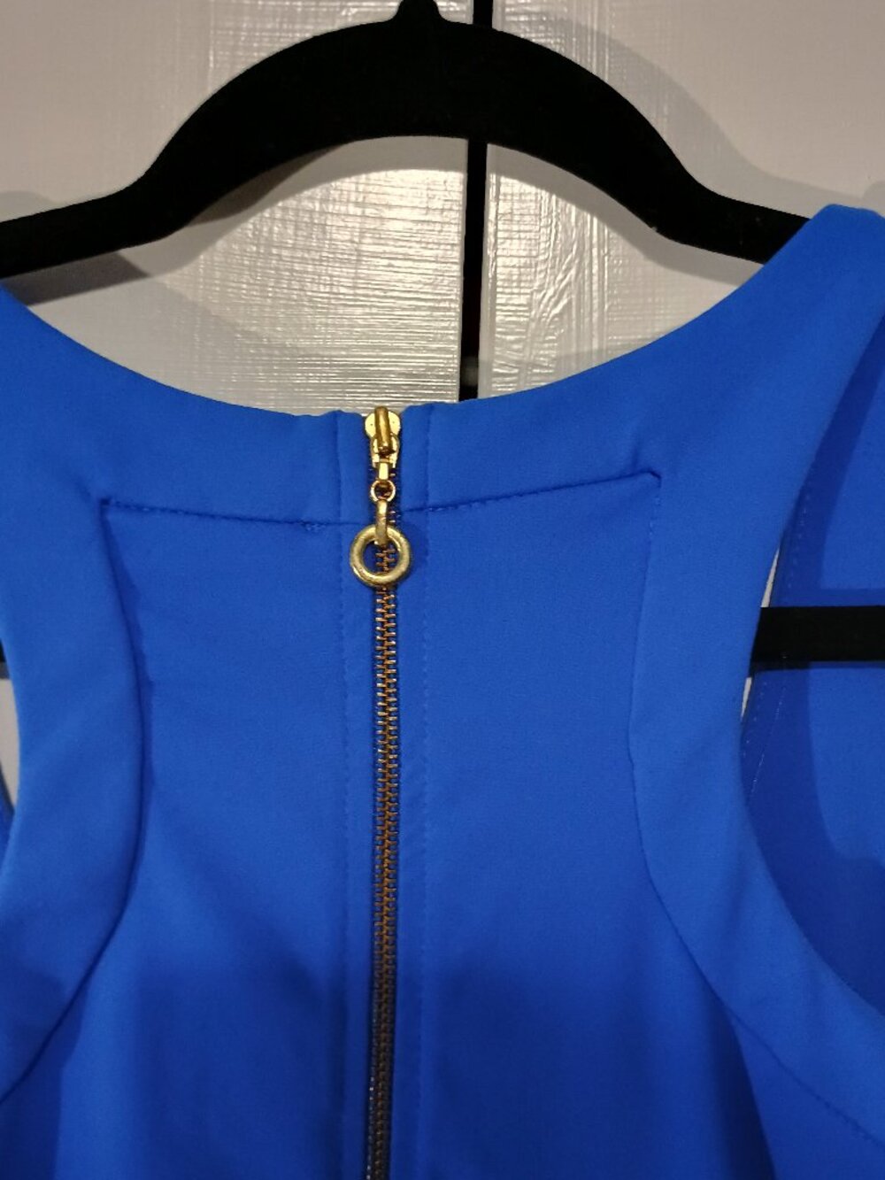 Cynthia Rowley XS Royal Blue Fit & Flare Dress Sleeveless Scuba Stretch Gold Bac - Picture 4 of 9